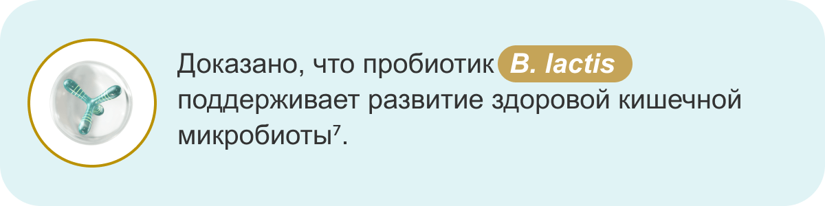 B. lactis поддерживает развитие здоровой кишечной микробиоты