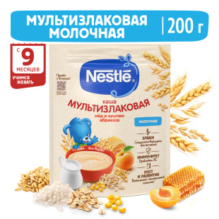 Nestlé® Молочная мультизлаковая каша с мёдом и кусочками абрикоса