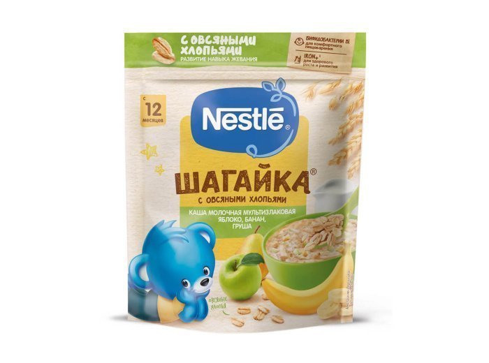 Nestlé® ШАГАЙКА®  Каша молочная 5 злаков Яблоко, банан, груша