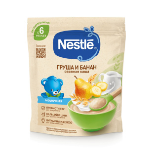 NESTLÉ® Молочная овсяная каша с грушей и бананом