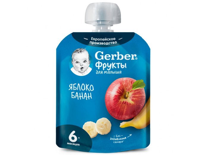 Фруктовое пюре GERBER Яблоко, банан, обогащенное витамином С