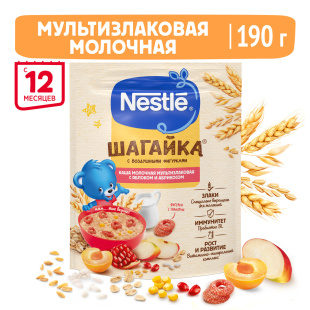 NESTLÉ® ШАГАЙКА® мультизлаковая с яблоком и кусочками абрикоса
