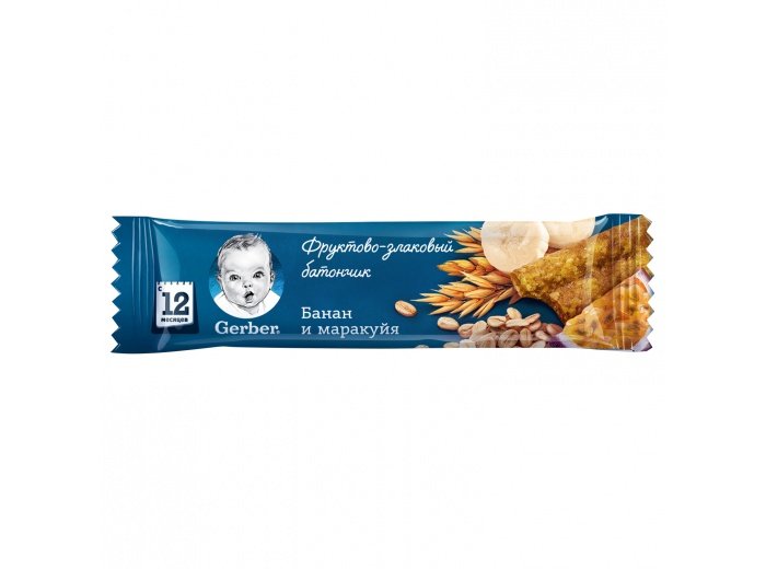 Фруктово-злаковый батончик Gerber Банан и маракуйя