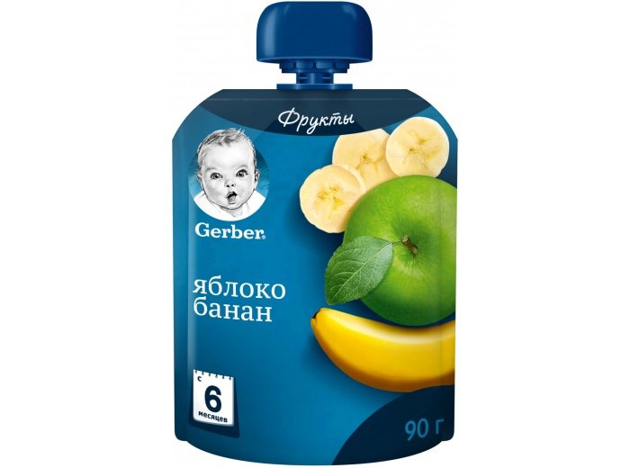 Фруктовое пюре Gerber Яблоко, банан, обогащенное витамином С