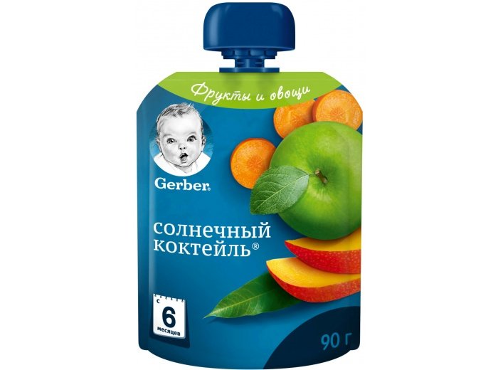 Фруктово-овощное пюре Гербер Солнечный коктейль, обогащенное витамином С