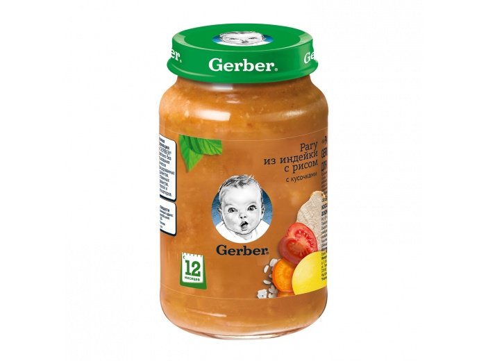 Растительно-мясное пюре Gerber Рагу из индейки с рисом
