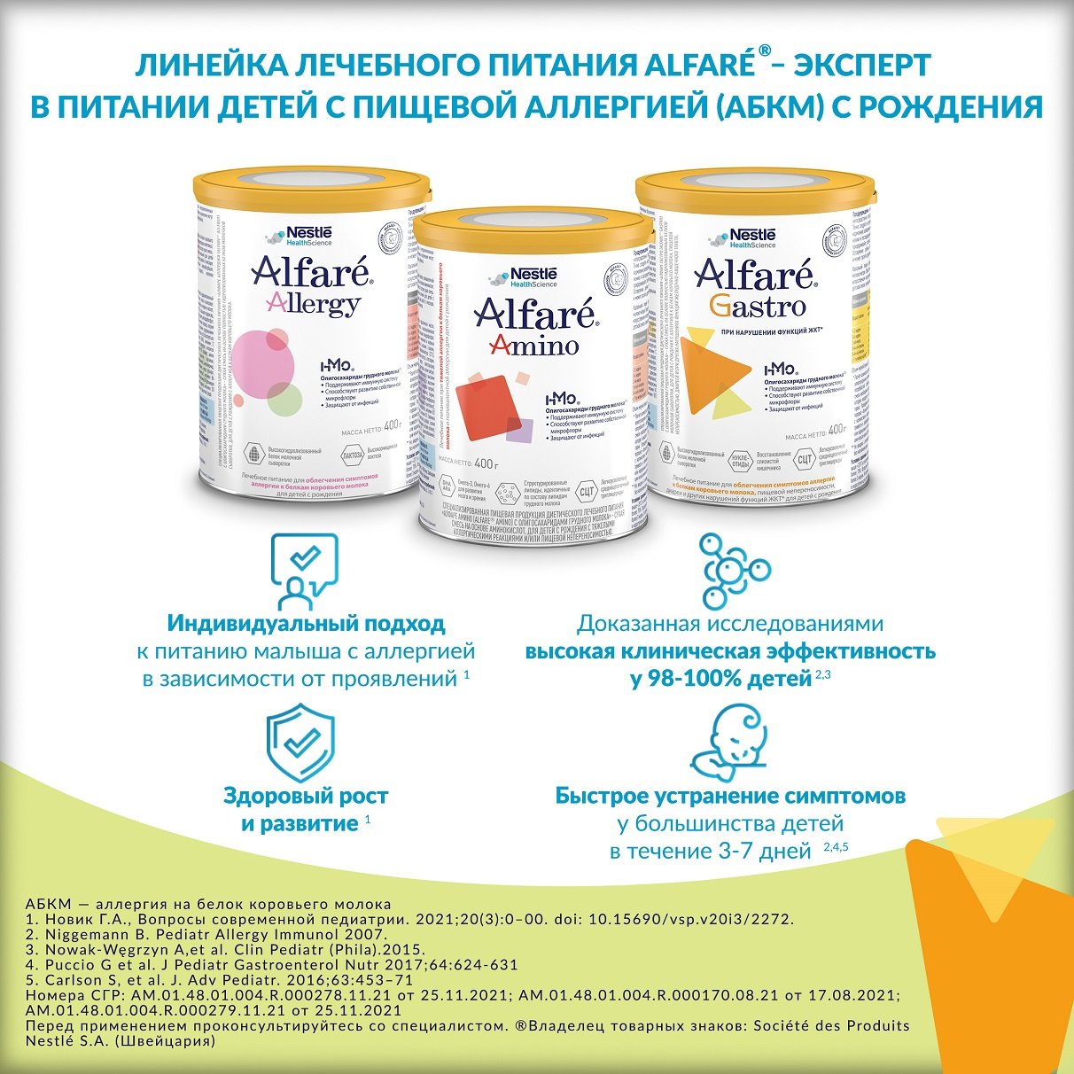 Молочные смеси Nestle Alfare для детей с аллергией на коровий белок: состав