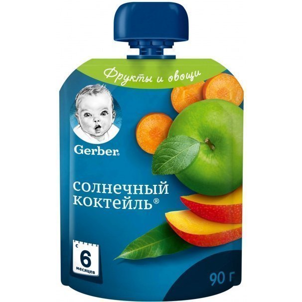 Фруктово-овощное пюре Гербер Солнечный коктейль, обогащенное витамином С - фото 1