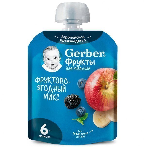Фруктовое пюре GERBER Фруктово-ягодный микс 90г. - фото 1