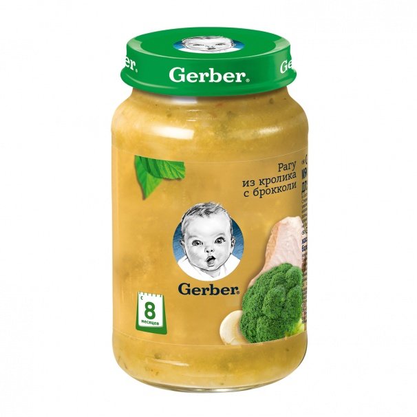 Консервы Gerber пюре растительно-мясное Рагу из кролика с брокколи - фото 1